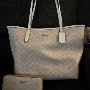 Coach Beige Signature Tote Bag